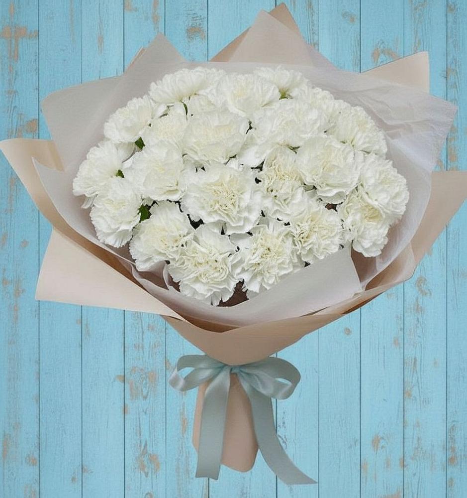 Букет Хрустальное утро в Ангарске Букет цветов из: Гвоздики в Ангарске