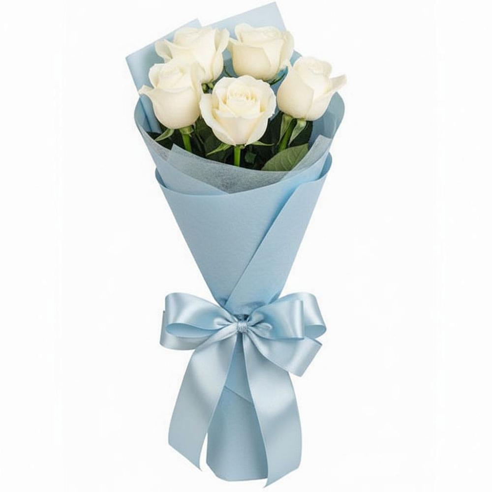 5 Белых роз Проуд в Ангарске Букет 5 Белых роз Проуд в Ангарске