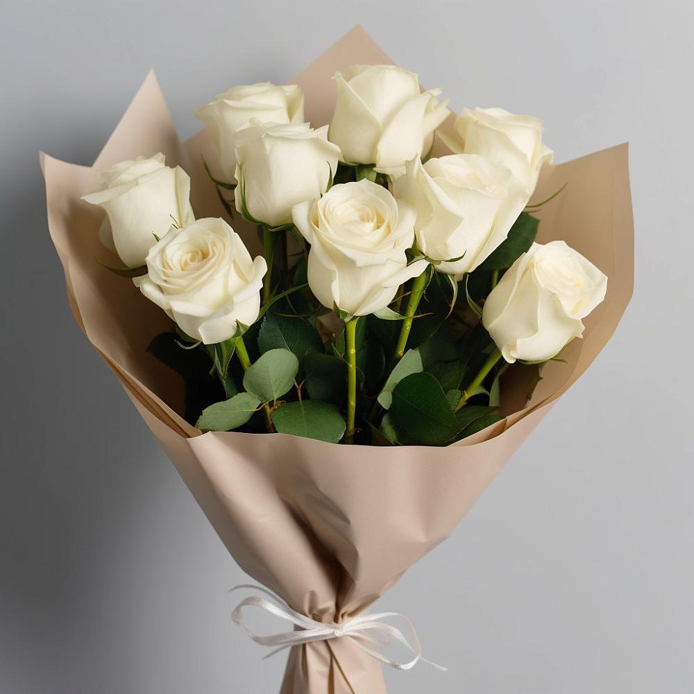 9 Белых роз Эдлесс Лав в Ангарске Букет 9 Белых роз Эдлесс Лав в Ангарске