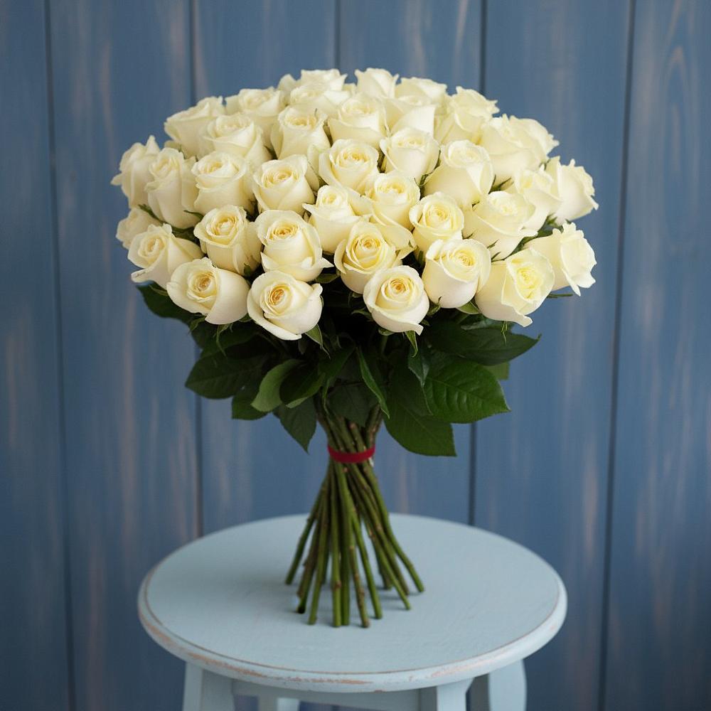 Букет 51 Белая роза Эдлесс Лав в Ангарске