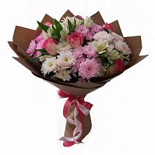 Букет цветов из:  Хризантемы, Альстромерии и Розы в Ангарске