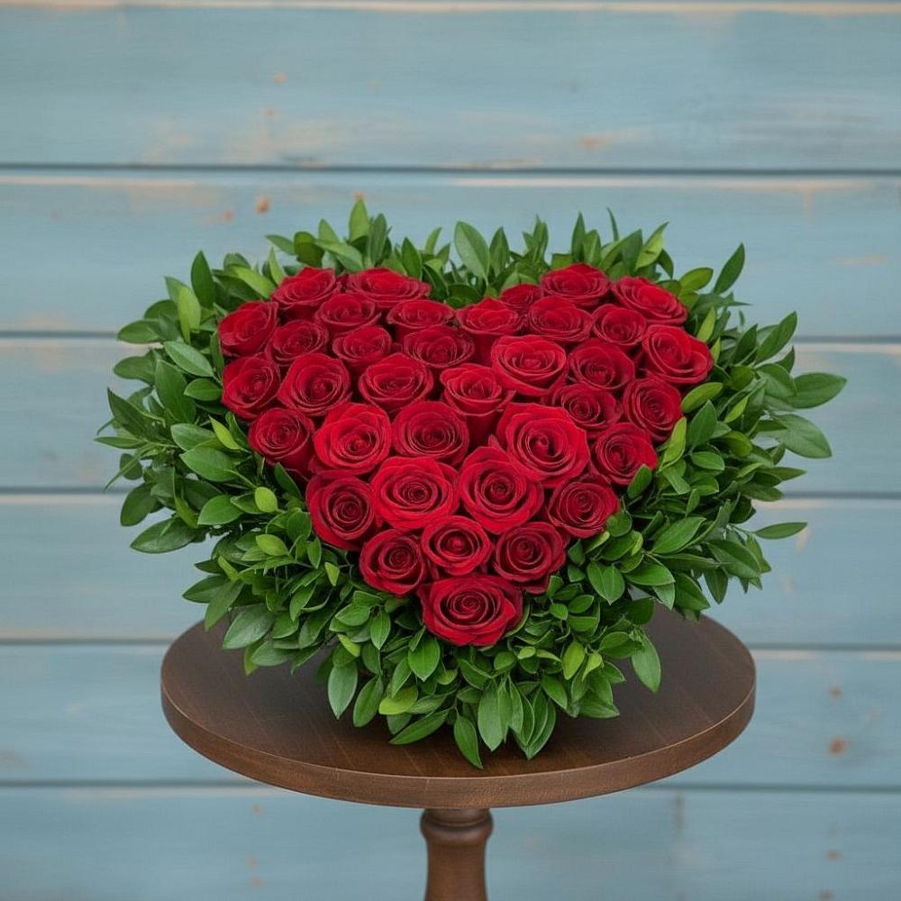 Цветочная композиция из Розы в виде сердца в Ангарске