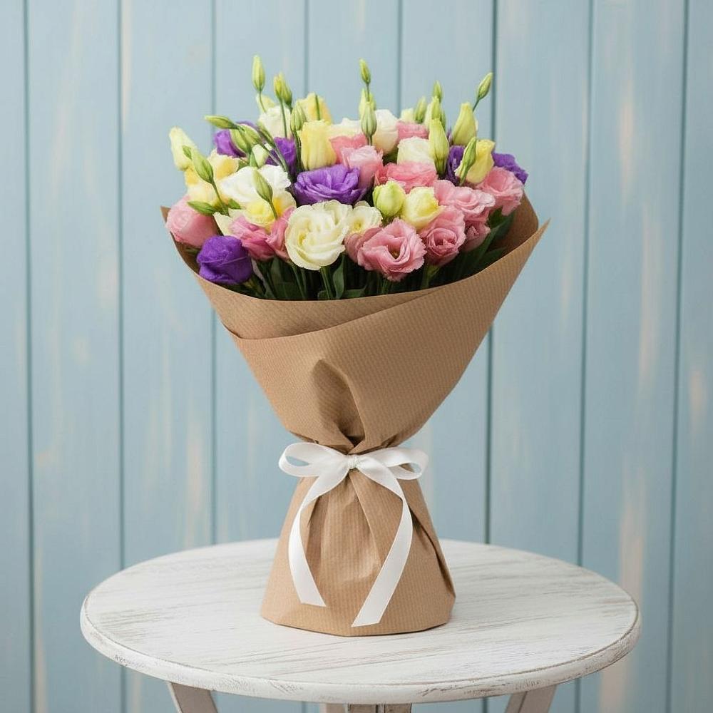 Букет Цветная эустома в Ангарске Букет цветов из: Лизиантусы в Ангарске