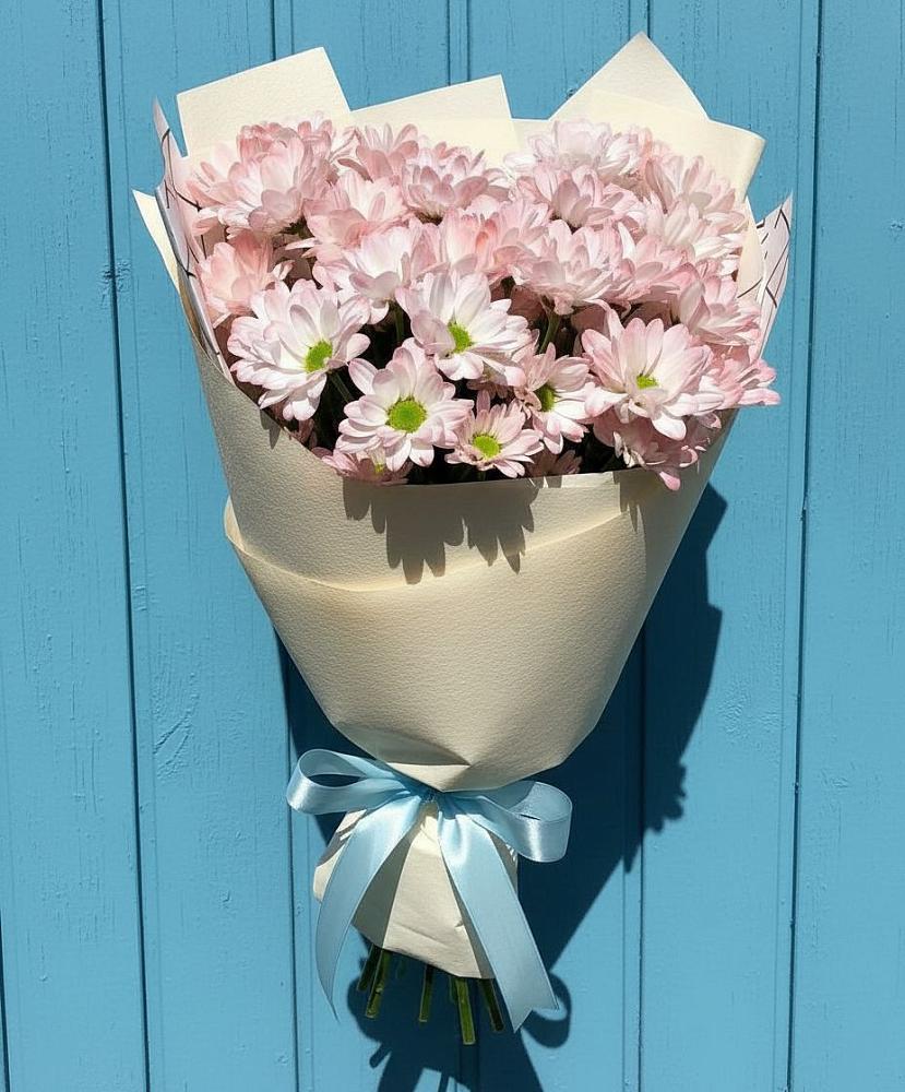 Букет Розовые хризантемы в Ангарске Букет цветов из: Хризантемы в Ангарске