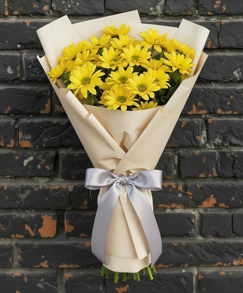 Букет Желтое настроение в Ангарске Букет цветов из: Хризантемы в Ангарске