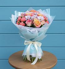 Букет Счастливые мгновение в Ангарске Букет цветов из:  Хризантемы и Розы в Ангарске