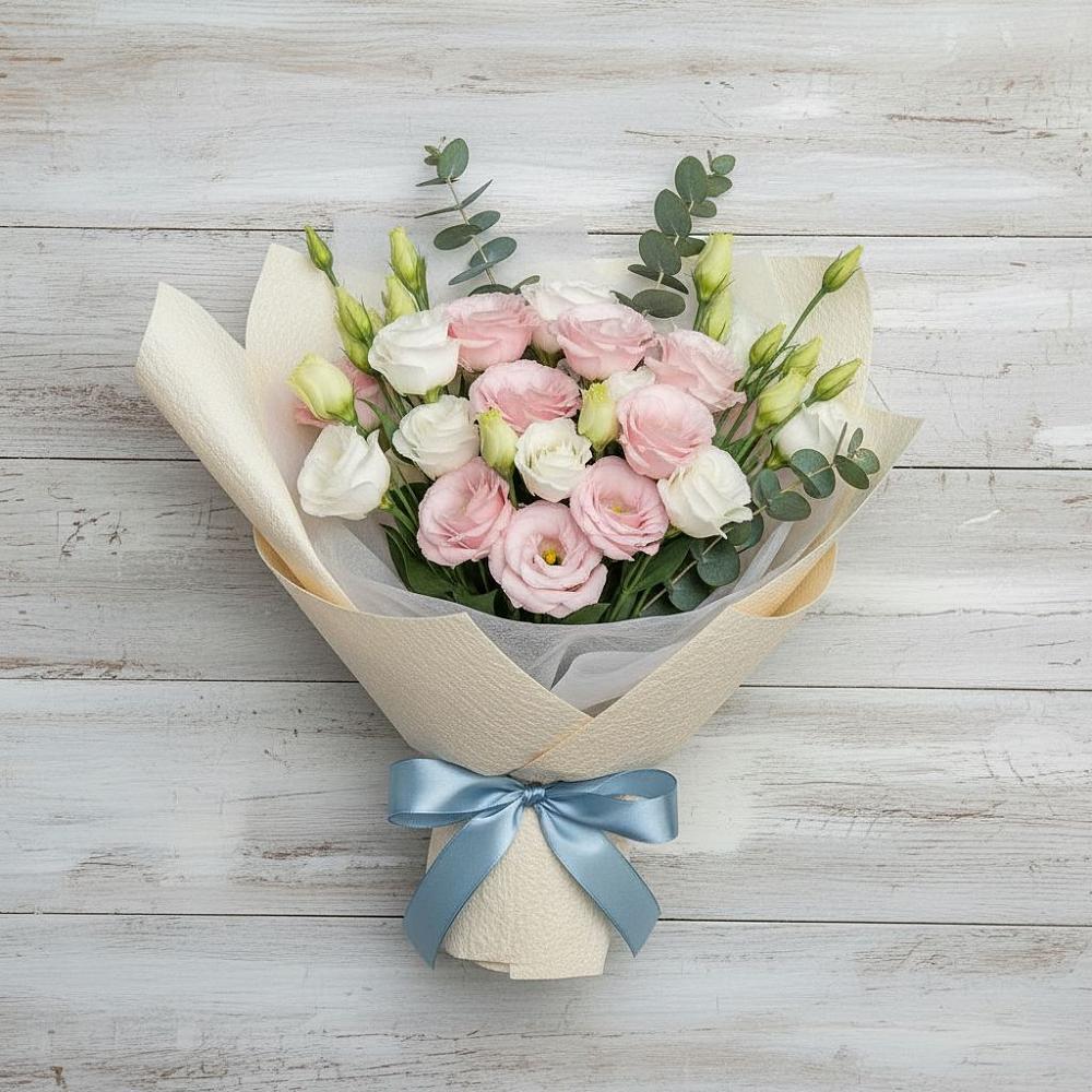 Букет шампанское в Ангарске Букет цветов из: Лизиантусы в Ангарске